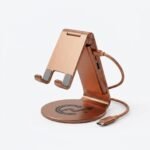 Multifunctional Brushed Copper Smart Desk Stand with Integrated Power Bank