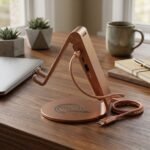Multifunctional Brushed Copper Smart Desk Stand with Integrated Power Bank - Image 2
